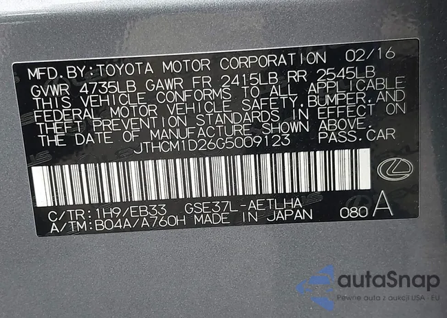 JTHCM1D26G5009123: 42390600