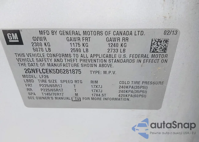 2GNFLCEK5D6281875: 42390701