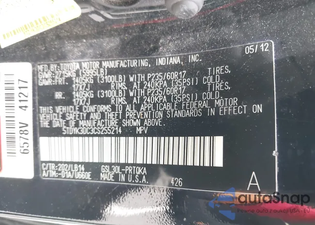 5TDYK3DC3CS255214: 42390803