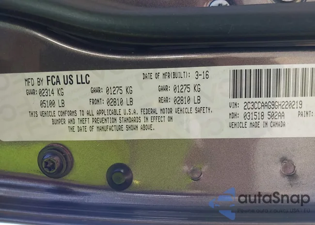 2C3CCAAG9GH220219: 42390837