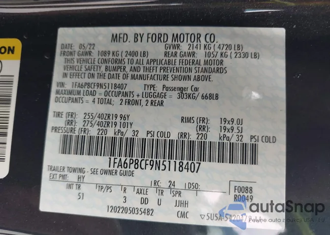 1FA6P8CF9N5118407: 42391902