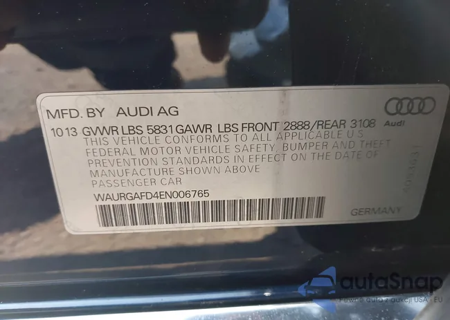 WAURGAFD4EN006765: 42391998