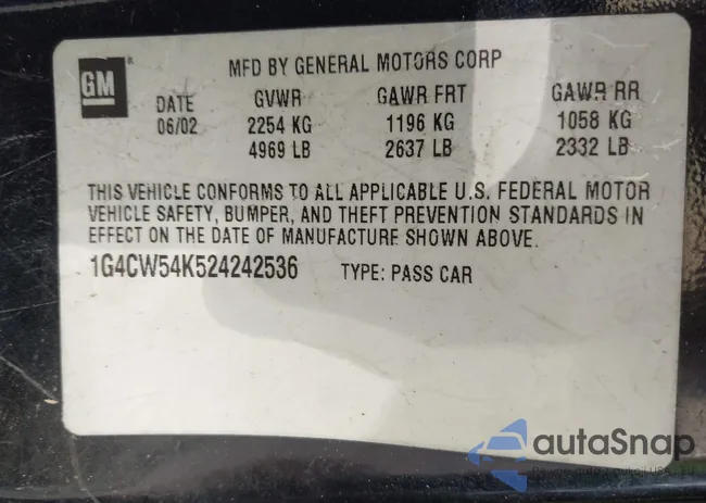 1G4CW54K524242536: 42392100