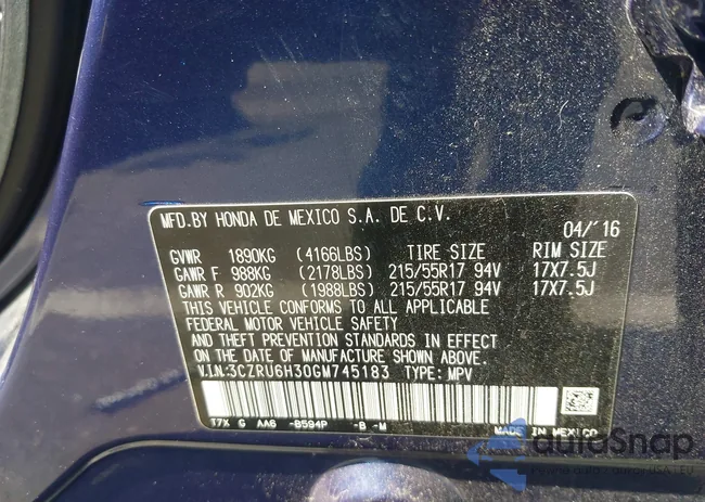 3CZRU6H30GM745183: 42392137