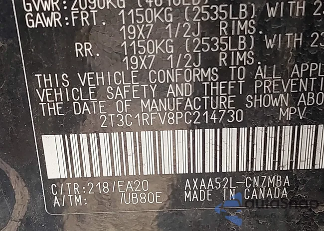 2T3C1RFV8PC214730: 42392178