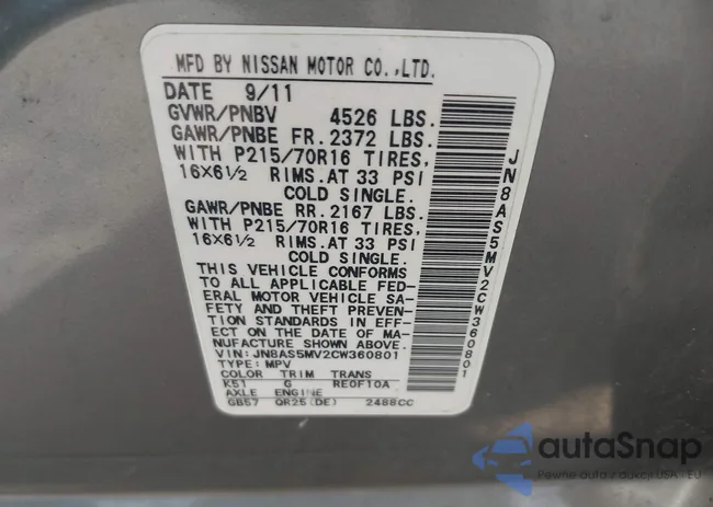 JN8AS5MV2CW360801: 42392190