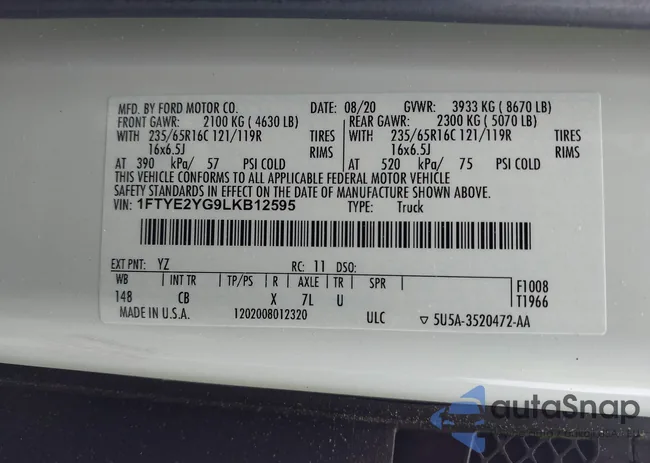 1FTYE2YG9LKB12595: 42392192