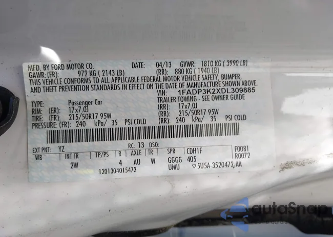 1FADP3K2XDL309885: 42392409