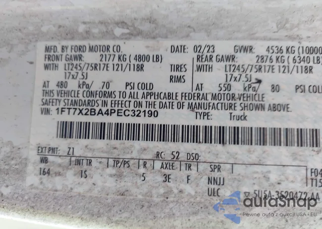 1FT7X2BA4PEC32190: 42391494