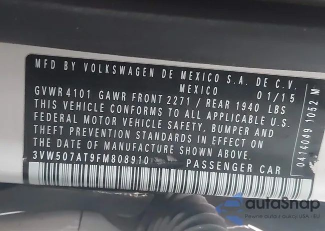 3VW507AT9FM808910: 42391804