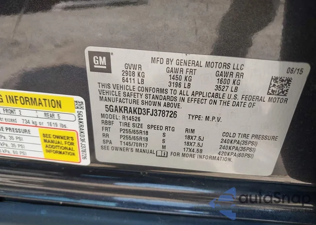 5GAKRAKD3FJ378726: 42392888