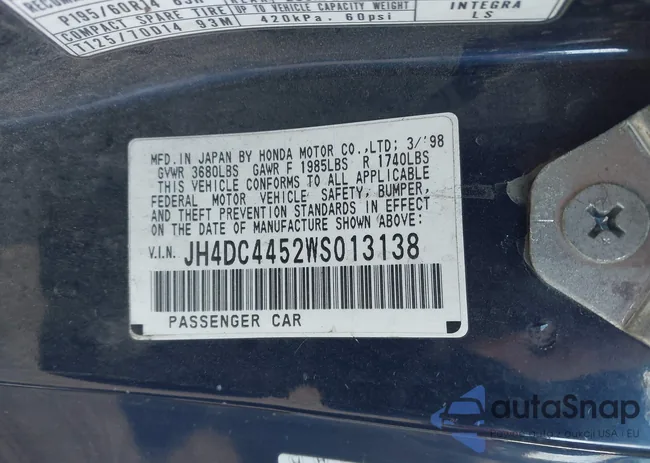 JH4DC4452WS013138: 42393010