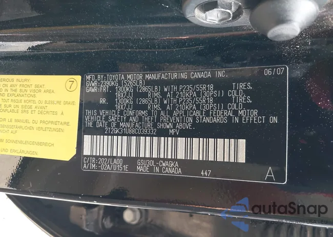 2T2GK31U88C039332: 42393095