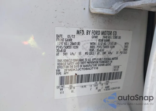 2FMDK3JC7DBA37116: 42393125