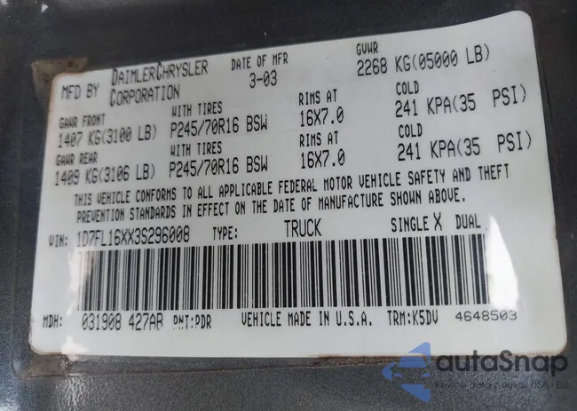 1D7FL16XX3S296008: 42393154