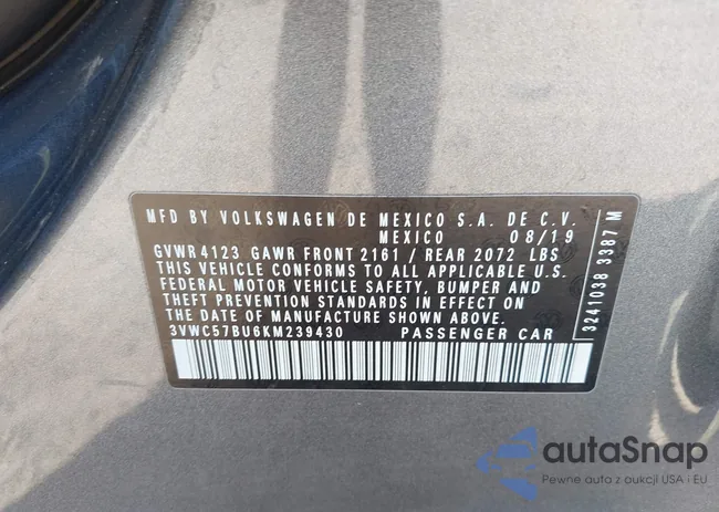 3VWC57BU6KM239430: 42393159