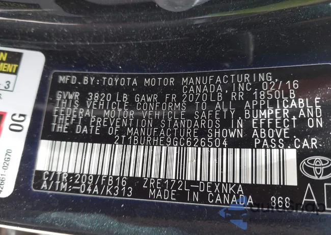 2T1BURHE9GC626504: 42393209