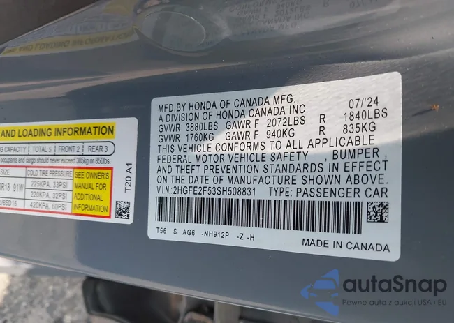 2HGFE2F53SH508831: 42393285