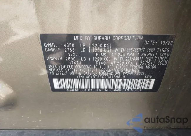 4S4BTAFC2R3189619: 42393459