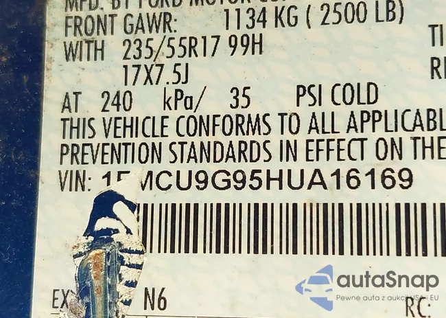 1FMCU9G95HUA16169: 42393468