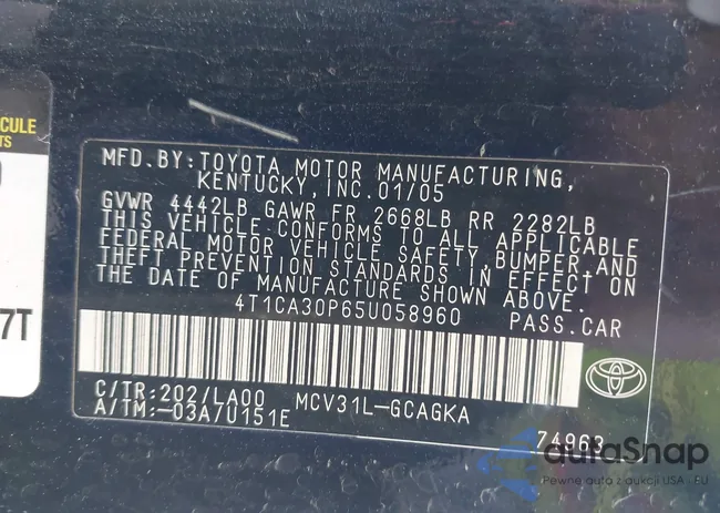 4T1CA30P65U058960: 42392516