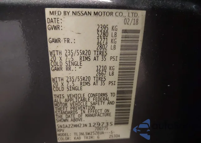 5N1AZ2MH2JN129735: 42392601