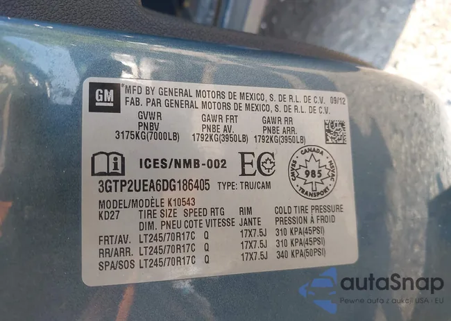 3GTP2UEA6DG186405: 42392622