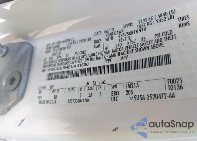 1FMCU9J94EUA01800: 42392695