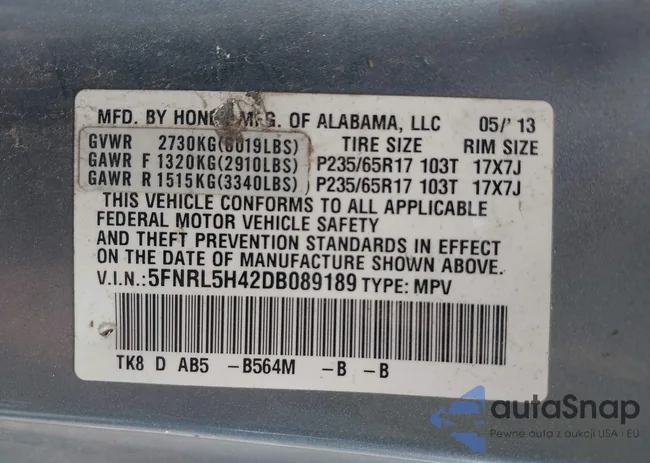 5FNRL5H42DB089189: 42392724