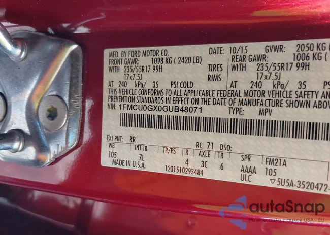 1FMCU0GX0GUB48071: 42392771