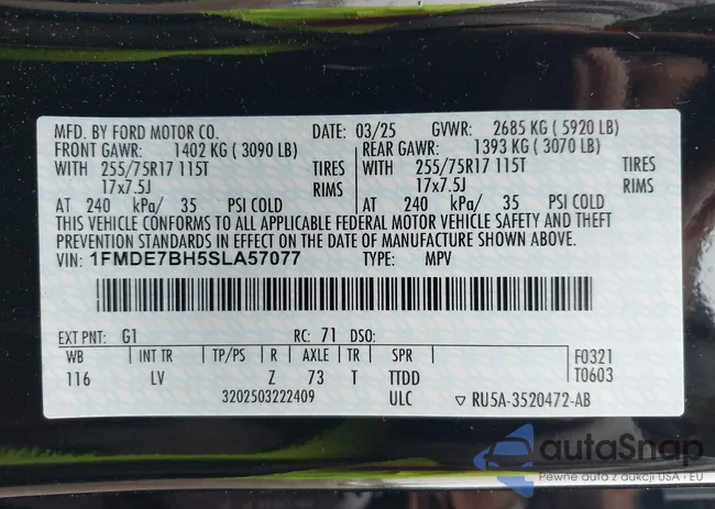 1FMDE7BH5SLA57077: 42393927