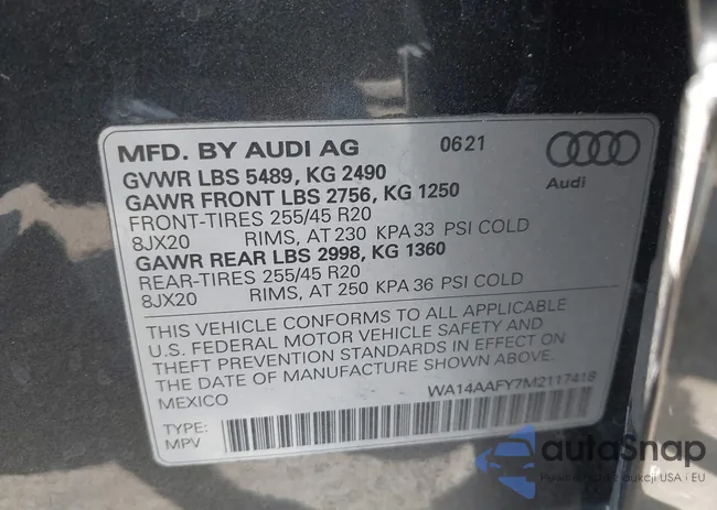 WA14AAFY7M2117418: 42394167