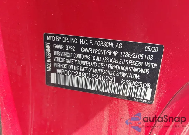 WP0CC2A80LS240291: 42394216