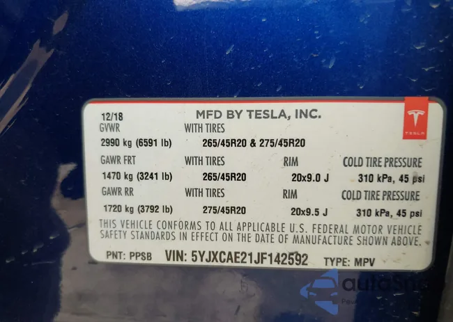 5YJXCAE21JF142592: 42394465