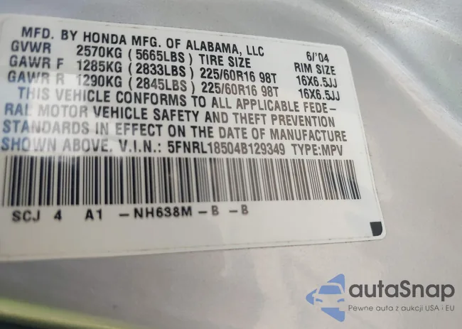 5FNRL18504B129349: 42393492