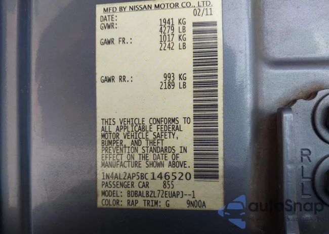 1N4AL2AP5BC146520: 42393598