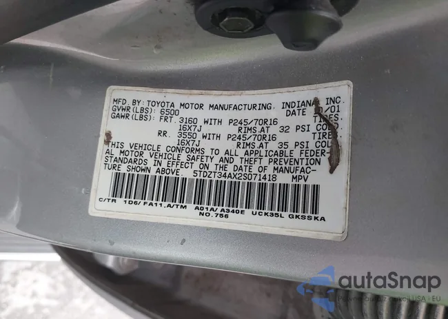 5TDZT34AX2S071418: 42393626