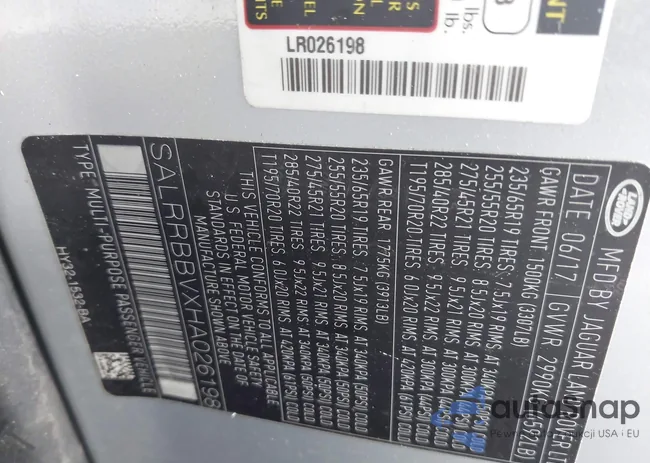 SALRRBBVXHA026198: 42393697