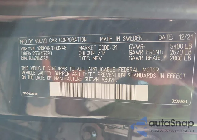 YV4L12RK4N1003248: 42393731