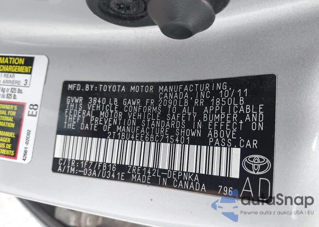 2T1BU4EE6BC715401: 42393780