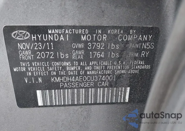 KMHDH4AE0CU374001: 42394880