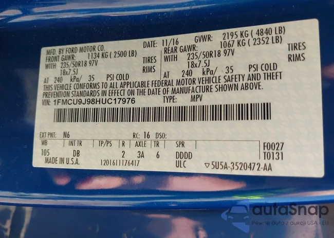 1FMCU9J98HUC17976: 42394893