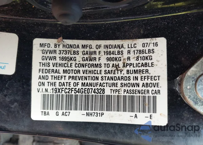 19XFC2F54GE074328: 42394997