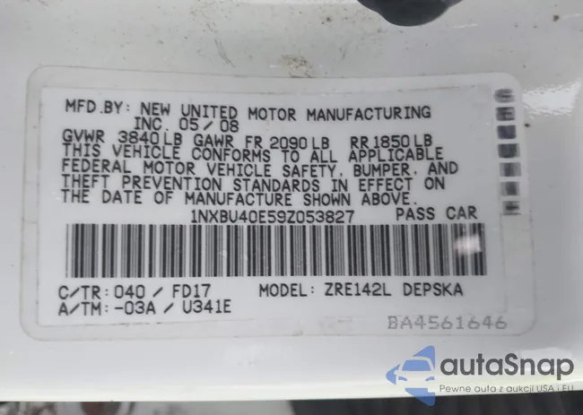 1NXBU40E59Z053827: 42395144