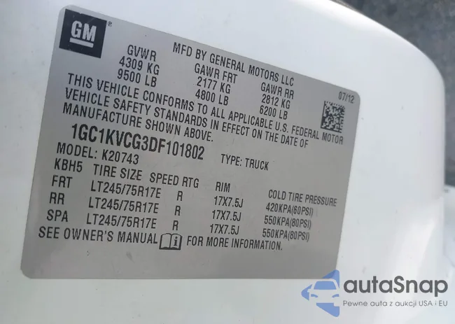 1GC1KVCG3DF101802: 42395316