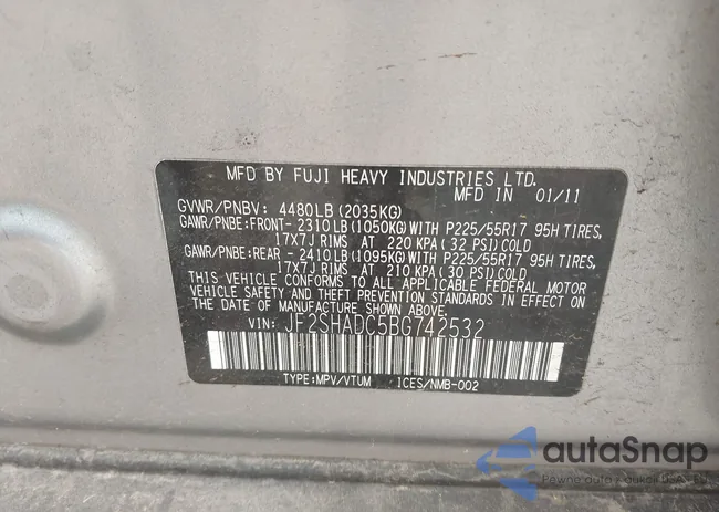 JF2SHADC5BG742532: 42395329