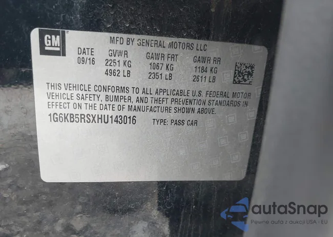 1G6KB5RSXHU143016: 42395441