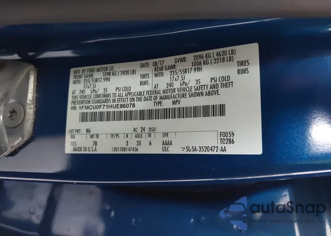 1FMCU0F71HUE86078: 42395463