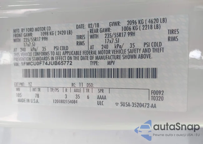 1FMCU0F74JUB65772: 42394535