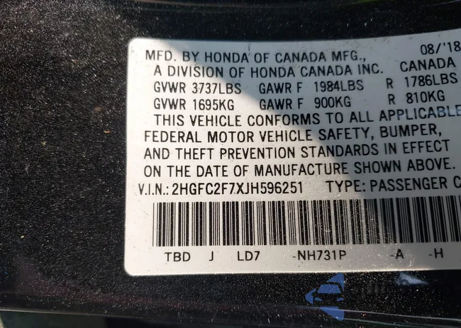 2HGFC2F7XJH596251: 42394757